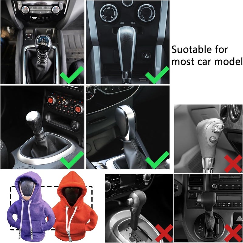 vvag Gear Shift Hoodie,Universal Shift Knob Hoodie, 4.7 Inch Car Shifter Stick Protector Decoration, Funny Hoodie Car Gear Shift Cover (Orange + Purple) - Image 5